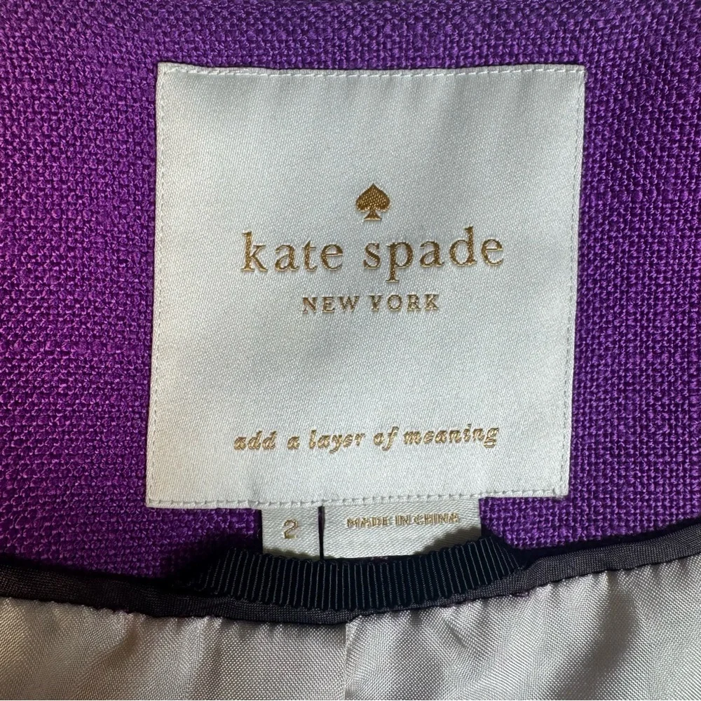 KATE SPADE NEW YORK Women's VIOLET PURPLE Lined Cropped MICAH Jacket Size 2